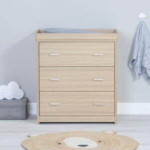 Babymore Luno Veni 3 Drawer Chest & Changing Unit Natural