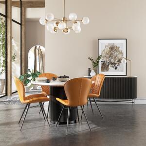 Kiera 4 Seater Round Dining Table, Real Marble Black