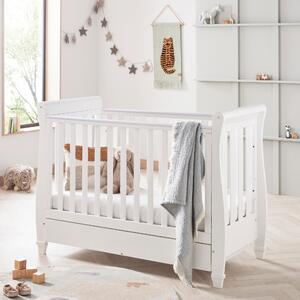 Babymore Eva Sleigh Cot Bed with Drawer White