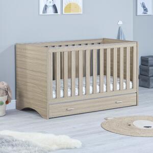 Babymore Veni Cot Bed with Drawer Natural