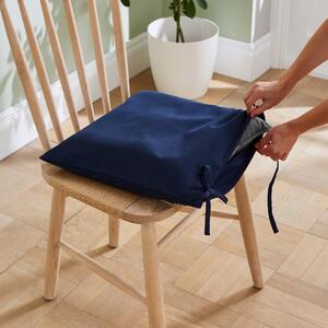 Set of 2 Plain Seat Pad Covers Navy