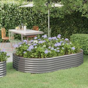 Garden Raised Bed Powder-coated Steel 214x140x36 cm Grey