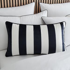 Rectangle Velvet Stripe Cushion White