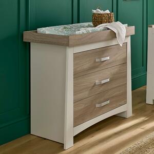 CuddleCo Ada 3 Drawer Chest & Changing Unit, White Ash White/Brown