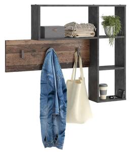 FMD Wall-mounted Coat Rack 4 Open Compartments Anthracite and Dark Brown