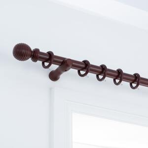 Arden Fixed Wooden Curtain Pole with Rings Brown