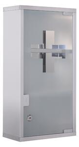 HOMCOM Lockable Medicine Cabinet: Stainless Steel Wall-Mounted Unit with 2 Shelves & Security Glass Door, 48cm Height Aosom UK