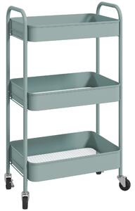 HOMCOM Three-Tier Steel Storage Trolley - Light Blue Aosom UK