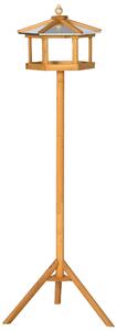 PawHut Portable Wooden Bird Feeder Station with Stand for Outdoor Use, Ideal for Garden, Patio, or Balcony Aosom UK