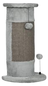 PawHut Corner Wall Cat Scratching Post, 58cm Claw Scratcher with Plush Cover & Sisal Rope, Play Toy Balls, Grey Aosom UK