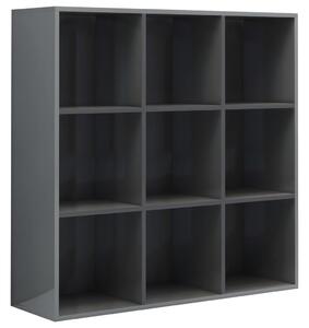 Book Cabinet High Gloss Grey 98x29x97.5 cm Engineered Wood