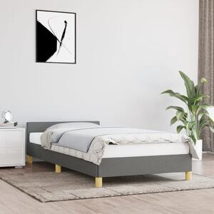 Bed Frame with Headboard Dark Grey 90x190cm Single Fabric