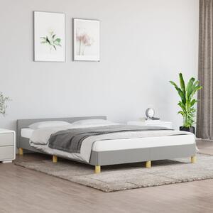 Bed Frame with Headboard Light Grey 135x190cm Double Fabric