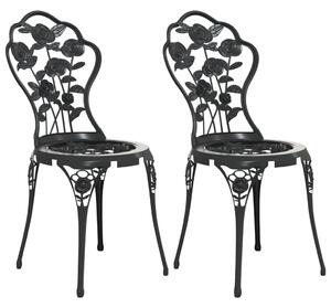 Bistro Chairs 2 pcs Cast Aluminium Black