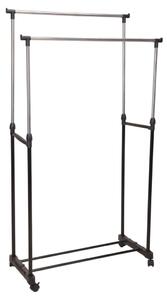 Storage solutions Clothing Rack Double Hangers with Wheels Adjustable 80x42x(90-160) cm