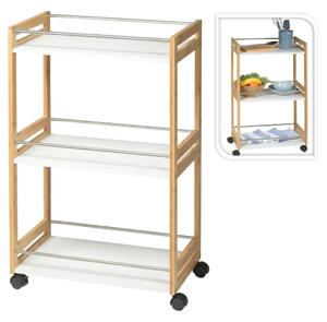 Excellent Houseware Kitchen Trolley with 3 Shelves Bamboo
