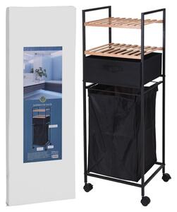Bathroom Solutions Storage Rack with 2 Shelves and Laundry Basket Bamboo 109 cm