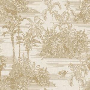 DUTCH WALLCOVERINGS Wallpaper Tropical Beige and Gold