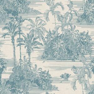 DUTCH WALLCOVERINGS Wallpaper Tropical Beige and Light Blue