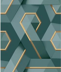 DUTCH WALLCOVERINGS Wallpaper Onyx Green and Gold