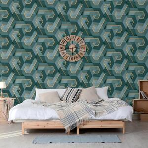 DUTCH WALLCOVERINGS Wallpaper Onyx Green and Gold