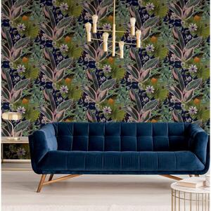 DUTCH WALLCOVERINGS Wallpaper Passion Flower Navy and Green