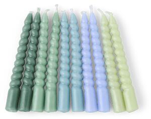 Twisted candles - Ø1.2 x 10 cm. 10 pcs. - Green - Søstrene Grene