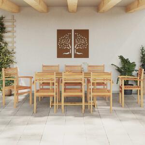 Lunaro Garden Solid Teak Wood Dining Table With 8 Chairs In Brown