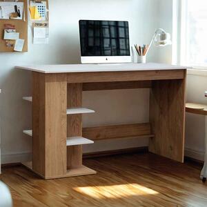 Odenton Wooden Laptop Desk With 2 Shelves - White And Oak