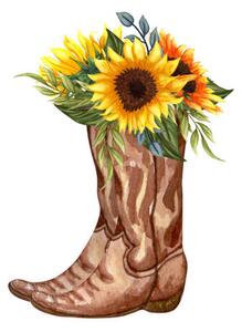 Photography Watercolor Flowers in boots. Cowboy boot, BarvArt