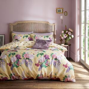Bridgerton By Catherine Lansfield Wisteria Bouquet Duvet Cover & Pillowcase Set Yellow