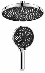 Showery® EcoPulse Rainfall Overhead and Handheld Shower Heads: High-Pressure & Water Saving, Set of 2 / Chrome