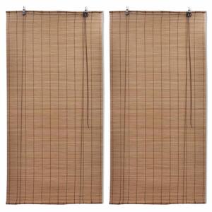 Bamboo Roller Blinds 2 pcs 100 x 160 cm Brown