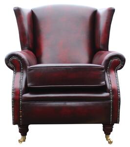 Southwold Chesterfield Wing Chair Fireside High Back Armchair Antique Oxblood Leather In Stock