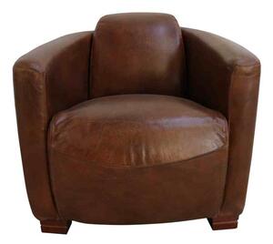 Marlborough Handmade Vintage Distressed Brown Leather Tub Chair In Stock