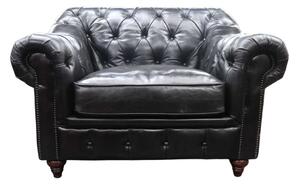 Wellington Handmade Chesterfield Vintage Black Distressed Real Leather Armchair In Stock