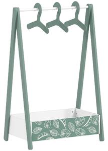 AIYAPLAY Baby Clothing Rack with Hangers, Storage Shelf for Bedroom, Leaf Theme, for Ages 3-6, Green