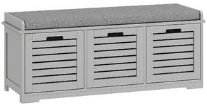 HOMCOM 3-Drawer Shoe Storage Bench - Grey
