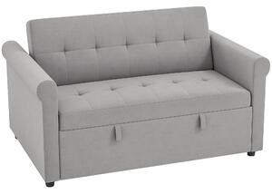 HOMCOM Two-Seater Velvet-Feel Sofa Bed - Grey