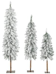 HOMCOM Set of 3 Pencil Flocked Christmas Tree, 3ft 4ft 5ft