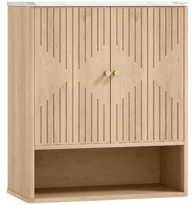 HOMCOM Bathroom Wall Cabinet with Adjustable Shelf - Oak