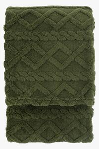 Nordic Woodland Cable Knit Throw in Forest Green