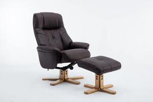 Fergus Swivel Recliner Chair and Footstool - Plush Brown
