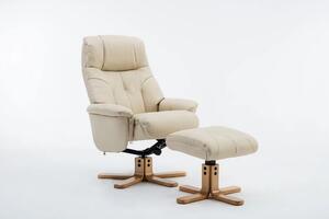 Fergus Swivel Recliner Chair and Footstool - Plush Cream