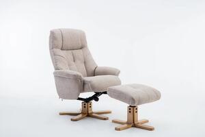 Fergus Swivel Recliner Chair and Footstool - Lisbon Wheat