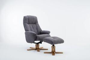 Fergus Swivel Recliner Chair and Footstool - Plush Grey