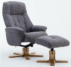 Fergus Swivel Recliner Chair and Footstool - Lisbon Grey