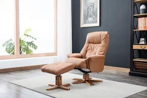 Fergus Swivel Recliner Chair and Footstool - Plush Tan