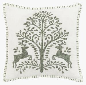 Nordic Woodland Tree Scene Embroidered Cushion