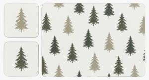 Nordic Woodland Trees Placemat and Coaster, Set of 4